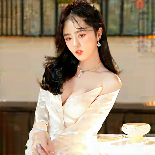 生活瞬间，美女，韩系美女，丝绸，美妆广告，家庭餐桌，4K超清，写实风格，温馨，柔和室内光，细腻皮肤，项链，耳环，手链。